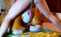 Inflatable Deer Toy Fucks and Cums Inside