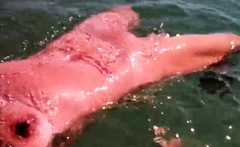 Naked Swimming MILF at the Beach