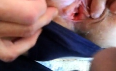 Hairy pussy girl gets fucked and filled with cum