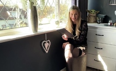 Classy blonde reacts of small dick