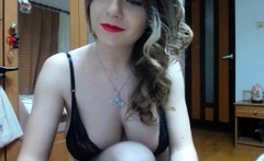 Big boobs camgirl rides her toy on webcam