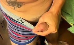 Horny Lad Cums In Snug Underwear