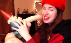 Gnome Blowjob: Funny Cam Model's Sex Toy Stunt